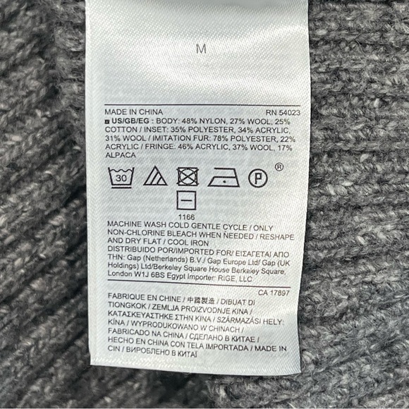 Banana Republic Gray Multi Textured Fringe Long Turtleneck Sweater Size Medium - Picture 10 of 10